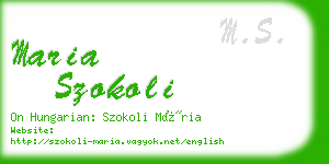 maria szokoli business card